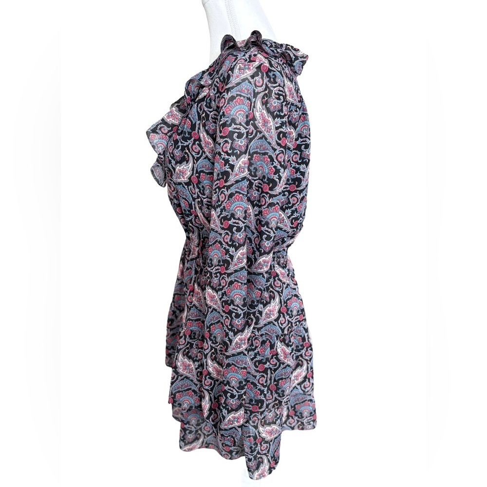 Little Moon Paisley Ruffle Mini Dress Size S Boho Long Sleeve Aritzia - Picture 3 of 6